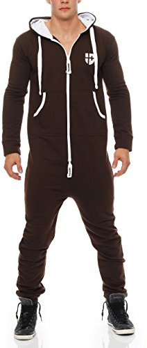 Gennadi Hoppe Tuta da uomo Onesie Jogger Tuta intera Slim Fit, Marrone (Brown), XXL