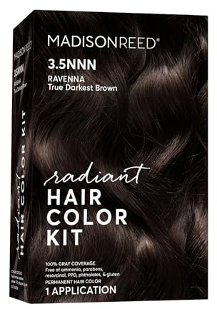 1 x Radiant Hair Dye Kit Dark Brown 100% Resistant Grey Hair Ammonia Free 3.5NNN Ravenna Brown Permanent Hair Colour