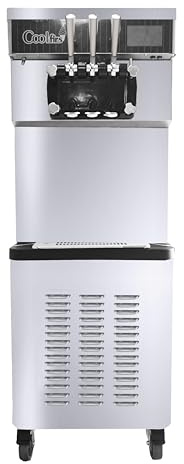 CVS Triple Head Commercial Ice Cream Machine 3800W – Stainless Steel Soft Serve Ice Cream Maker Machine with 2x9L Hopper & 2x1.9L Freezing Tank, 40L/H Output,Touch Screen, Automatic Ice Cream Machine