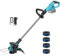 Debroussailleuse Electrique sans Fil,avec 1 Batterie et 4 Bobines,2 en 1 Coupe Bordure sans Fil,Alimentation Automatique de Fil,Compatible avec la Batterie Makita (sans Batterie)
