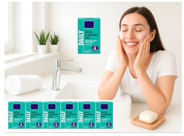 6 Pack - Dr CosiClean & Clear-Cleaning Set- Bundle - Facial Cleansing Bar 6x 75g. Cleans Away Dirt And Impurities For Clearer Skin with Dr Cosi Natural Wooden Bamboo Soap Dish Storage Holder