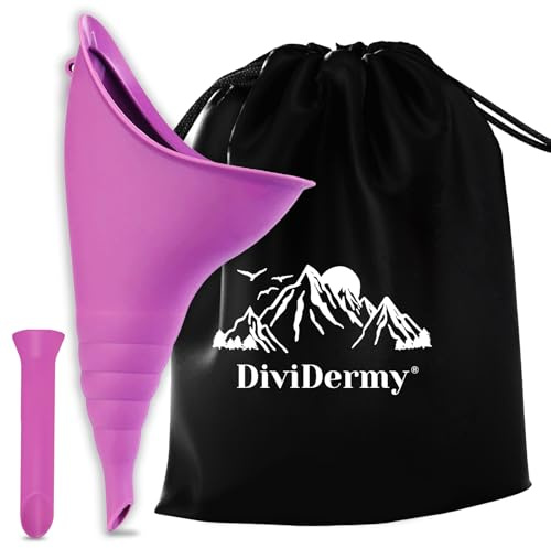 Orinatoio Portatile Donna, Silicone Imbuto Femminile, Dispositivo per minzione femminile, Donne in Piedi Fino a Pipì, Folding Urinella with Extension Tube per All'aperto, Campeggio, Viaggio, Viola