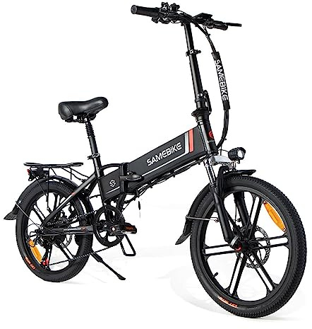 SAMEBIKE Folding Electric Bike for Adults, 20 E-Bike with 250W Brushless Motor, 48V 10Ah Removable Battery, Dual Suspension, 70-80KM Range (black)