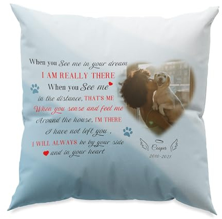 Fanery Sue Cuscino commemorativo personalizzato con foto e nome per animali domestici – Regalo di condoglianze per la perdita di cane/gatto (Quando vedi...)