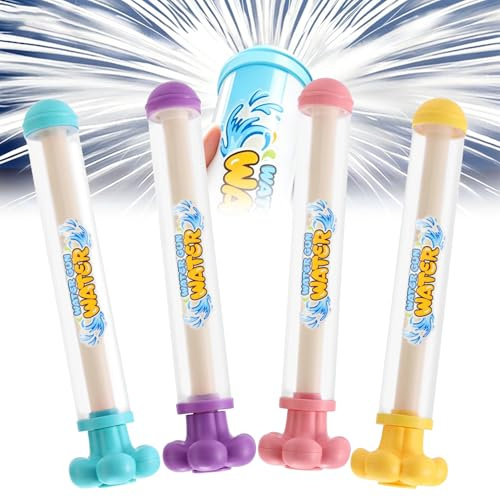 Firework Water Gun 4 Pcs, Fireworks Water Gun for Kids Adults, High Pressure Pull-Out Water Fireworks Spray Pistol, Mini Water Squirter Summer Pool Beach Outdoor Toys, Pool, Party