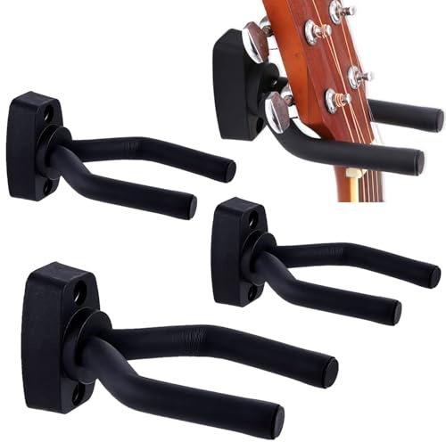 Titifeya 4pcs Guitar Wall Mount Hanger, Guitar Hanger Wall Hook Holder with Screws Sponge Padding Easy to Install Fits All Size Guitars, Bass, Mandolin, Banjo, Ukulele for Home Studio Display