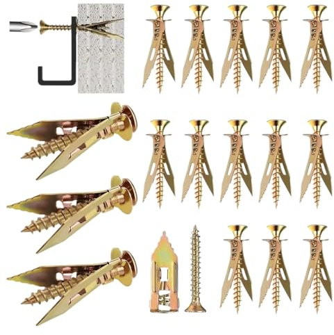 pluggar 10 mm självborrande ankare, metallexpansionsskruvar, gipsankarfästen för gipsskivongpluggar (12 x 30 mm – 30 mm, 30 set)