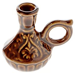 Danilovo portacandela a forma di brocca in ceramica per candele sottili, supporto per candele ortodosse, diametro fino a 1,1 cm (marrone)