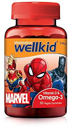 Wellkid Vitabiotics WellKid Marvel Omega 3 and Vitamin D, Soft Jellies, 174 g, 50 Count
