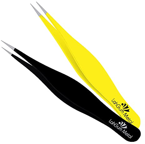 Super Sharp Pointed Tweezers Precision Fine Point Tip Ingrown Hair Removal Kit - Extra Thin Stainless Facial Hair Remover for Face