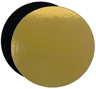 Cake Boards 6 (15cm) - Decorative Round Cardboard Pastry Base - 1 mm Thick - Double Sided Gold and Black - 10 Pack