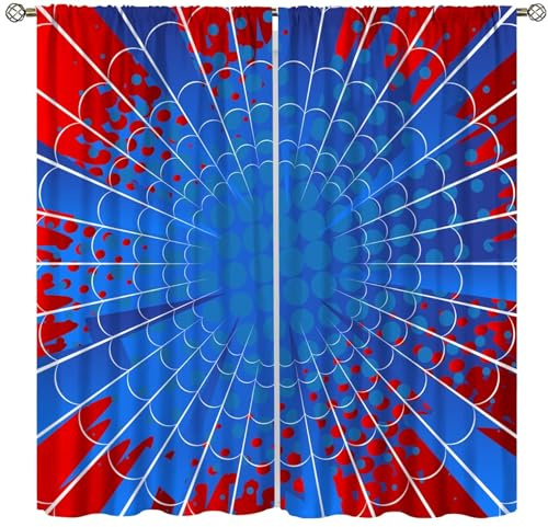 ICMOLYYENLO Super Hero Spider Web Curtains Blue Red Boys Youth Children's Curtains for Bedroom Bedroom Living Room Curtains 2 Panels 42x44 Inch