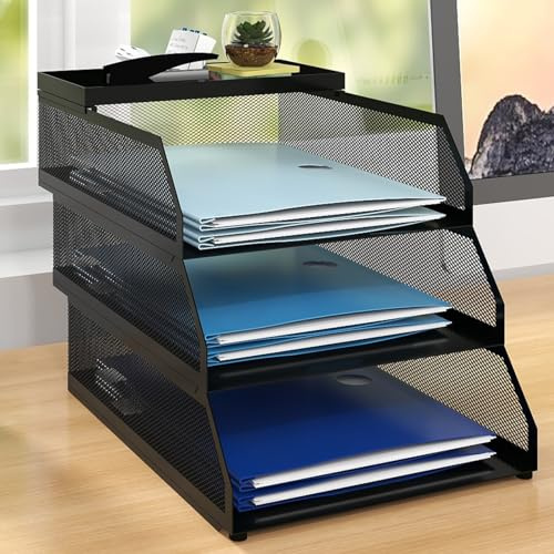 PUNCIA 3 Tiers Office Filing Trays for Desk Tidy Organiser Paper Storage