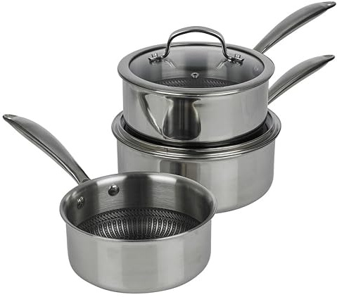 HEXTEC Laser Etched Honeycomb Non Stick Stainless Steel Cookware Pots, Pans & Frying Pan Sets, Induction Ready, Oven & Dishwasher Safe with Stay Cool Handles, PFOA Free