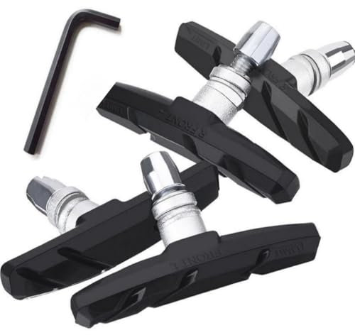 Bike Brake Pads, 2 Pairs with Installation Tool, 70mm, Rubber, V-Brake for Bike Brake Caliper (2 pairs Black)