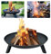 YZNAHRE Feuerschale Round 80 cm mit mit Griff und 3 Abnehmbar Füßen, Feuerschale - Feuerstelle für den Garten, Terrasse und Balkon, Feuertonne und Feuerkorb