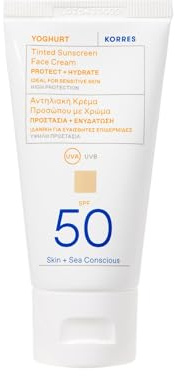 KORRES YOGHURT Getönte Sonnencreme für das Gesicht SPF50, schnell einziehend, spendet intensive Feuchtigkeit, wasserresistent, 50 ml