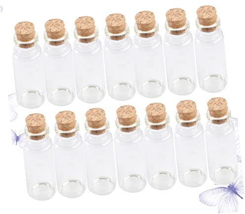 Mini Bottiglia di Vetro 40ml Tappo in Legno, 20 Pezzi