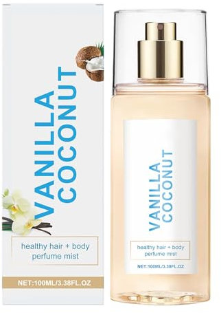 Damen Körper & Haar Parfüm Spray Kokosnuss Vanille 100ml Leichtes Duftspray mit Jojobaöl Pflegender Hydratisierender Körperspray Nicht Fettend & Ohne Klebrigkeit Sommerduft Für Alltag & Urlaub