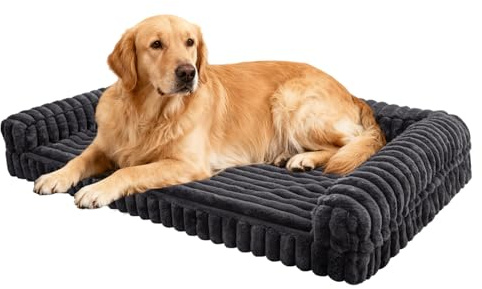 wowohpet Waterproof Orthopedic Dog Bed for Medium Dogs, Medium Non-Slip Pet Beds with Sides, Egg-Crate Memory Foam Dog Couch for Crate Removable Washable Cover, Grey