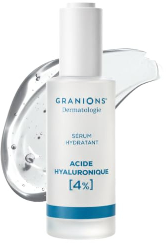 GRANIONS Serum Acide Hyaluronique 4% - Le Sérum le Plus Dosé en Acide Hyaluronique Hydratation, Serum Visage, Hydratant - Skincare Beaute – Serum Visage Testé Sous Contrôle Dermatologique 30 Ml
