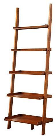 Convenience Concepts American Heritage Ladder Bookshelf 25 - Classic Living Room Bookcase for Traditional, Modern Office, Family Room & Home Office, Cherry