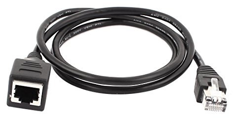 sourcing map Ethernet Extension Cable, 1m/3.3ft Cat 5 RJ45 Cord Adapter Ethernet Extender Network Extension Cable, Shielded Male to Female LAN Connector, 1pcs Black