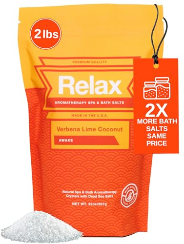 Relax Spa & Bath Verbena Lime Coconut Bath Salts, Magnesium, 32 oz