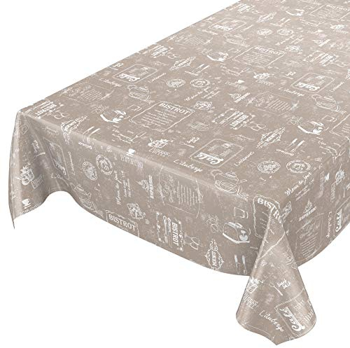 ANRO Wachstuchtischdecke Wachstuch Wachstischdecke Tischdecke abwaschbar Beige Bistro Retro Modern 100x140cm eingefasst