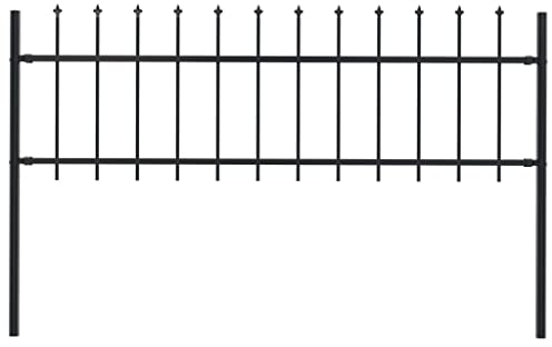 vidaXL Gartenzaun mit Speerspitzen Stahl 1,7 x 0,6 m Schwarz