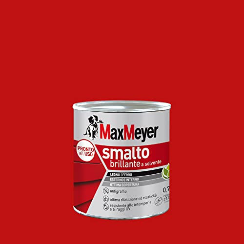 MAXMEYER Smalto a solvente per ferro e legno brillante ROSSO R3020 0,750 L
