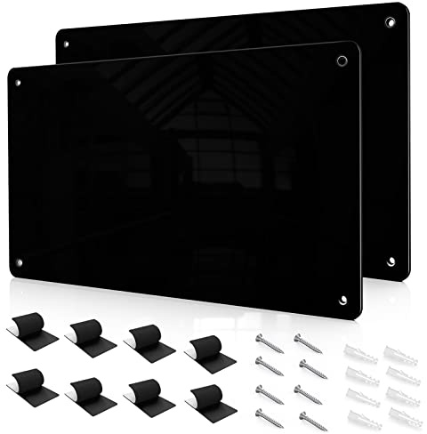 2 piezas 45 x 30 cm Tablero magnetica pared – Pizarra magnética para mostrar letras magnéticas, números, animales, botes de especias, notas, fotos, adecuado para cocina, pared, nevera, armario - negro