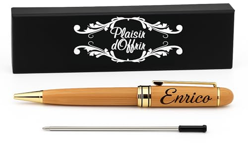 weastyle Stylo Bois Gravé Prénom avec Coffret – Stylo Élégant Personnalisé – Cadeau Sobre et Utile Homme Femme