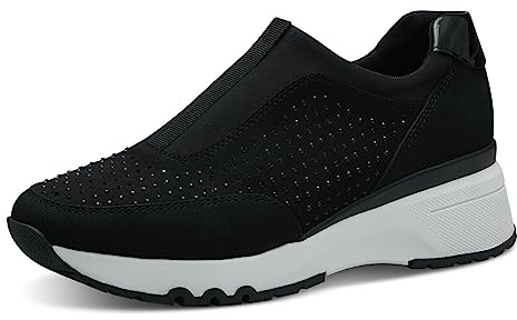 MARCO TOZZI Sneakers Slip On Donna senza Lacci con Tacco a Zeppa, Black Comb, 39 EU