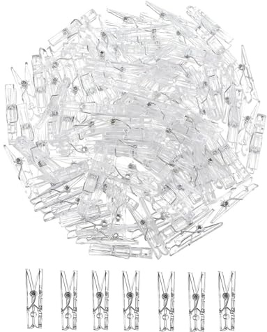 JJiaoLinin Plastica Mollette Trasparenti,100 Pezzi Mollette da Bucato in Plastica Trasparenti Piccole Mollette da Appendere per Foto Mini Mollette da Bucato Mini Clip con molla per Foto