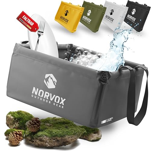 NORVOX Ciotola pieghevole da campeggio – 20 l – Ciotola pieghevole – universale come ciotola per il lavaggio all'aperto o come secchio pieghevole