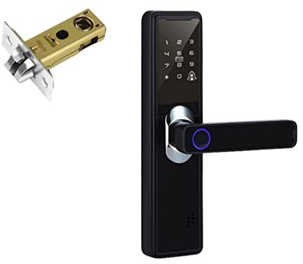 Serrure Connectée, Serrure électronique for poignée d'empreintes digitales biométriques Tuya Tuya Smart Home serrure de porte d'empreintes digitales intérieure à distance ,Smart Lock facile à Installe