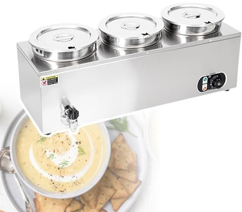 HCAUYNN Scaldavivande per Immersione Calda Domestica, con Tubo Riscaldante Tipo M E 4 Cuscinetti per Piedi, Contenitore Caldo Commerciale, per Mantenere Calde Varie Zuppe/Salse,3barrel