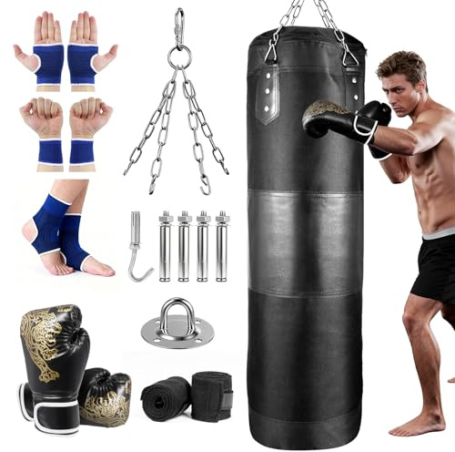 wowspeed Saco de boxeo colgante para adultos, 100 cm, sin rellenar, saco de arena para el hogar, boxeo, kickboxing, MMA, Muay Thai, Karate, Taekwondo