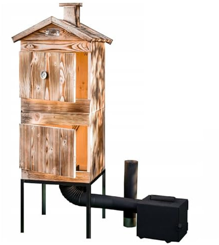 QLS Fumoir en bois - 50 x 50 x 120 cm - Deux chambres - Jardin