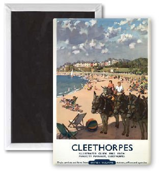 Cleethorpes It's Quicker By Rail - Donkey - 3x2 inch Fridge Magnet - large magnetic button