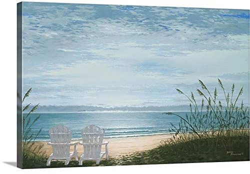 CANVAS ON DEMAND Beach Chairs Canvas Wall Art Print by Bruce Nawrocke, Coastal, Contemporary, Home Decor, Ocean Artwork,18 x12in