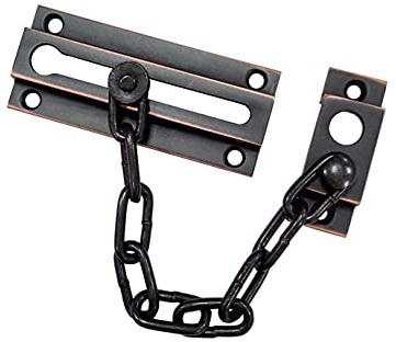 QCAA Solid Brass Chain Door Guard, with 9 Links Steel Chain, Satin Classic Bronze, 1 Pack