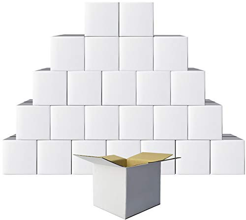PETAFLOP 25 Stück Versandkarton Versandschachtel 15,3 x 15,3 x 15,3 cm Wellpapp-Faltkarton,Geschenk Box, weiß