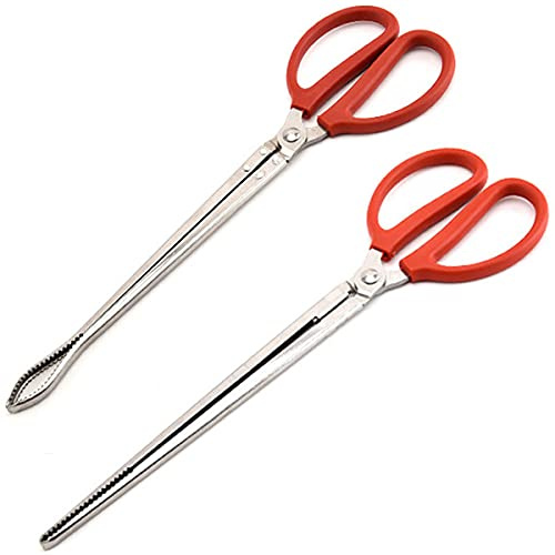 Dadamong Crab Tongs - Set of 2 Multi-Function Clip Scissor Tongs, Anti-Slip Clamp, 15-Inch Long
