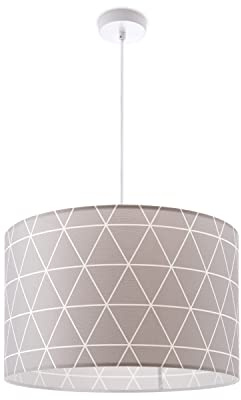 Paco Home Lámpara De Techo Luminaria De Suspensión Salón Dormitorio Colgante Comedor Mesa Comedor Escandinava Motivo Rombos E27, Tipo de lámpara: Lámpara colgante - Blanco, Color/Tamaño:Gris (Ø38cm)