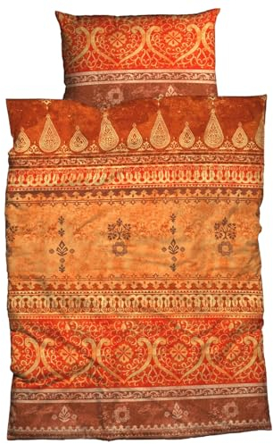 Casatex Bettwäsche Indi Biber Terra Größe 1x 135x200 cm + 1x 80x80 cm