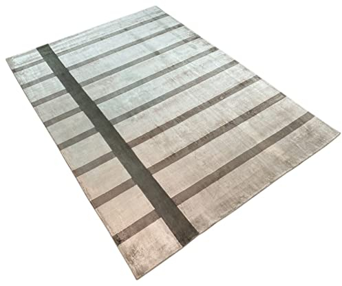 Orientmatta 200 x 300 cm beige kompatibel med brun matta handvävd viskos handarbete
