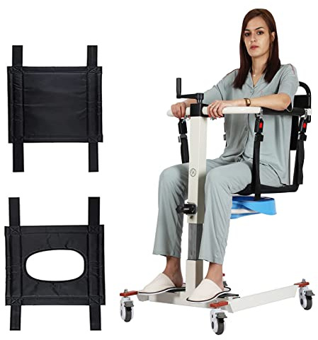 Patient Lift Transfer Chair Lift for Home Wheelchair,Portable Car Lift Bedside Commode Chair Steel Lift Aid, Adjustable Height Bathroom Wheelchair for Caregivers Elderly Living (Upgraded Style)