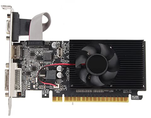 Dpofirs GT610 1GB DDR3 Graphics Card (PCIe 2.0 x16, HDMI/DVI/VGA) Quiet Cooling Fan, 48 Shaders Ideal for Gaming Multimedia Easy to Install Stable PCB